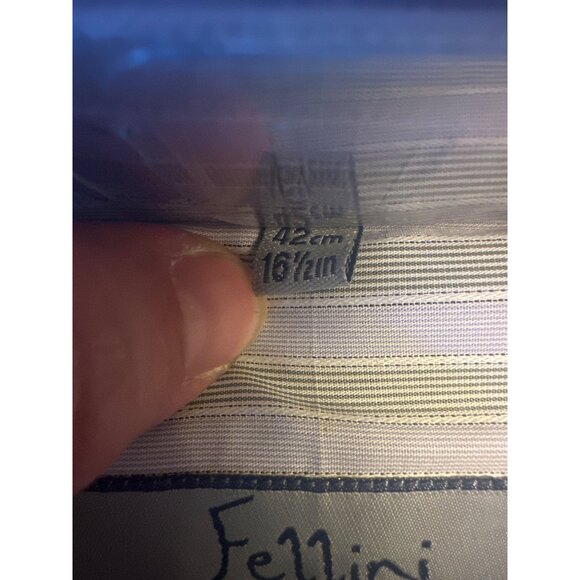 Fellini Mens Formal Shirt Size 42 16.5" 100% Cotton Blue & White Stripes - Picture 5 of 6